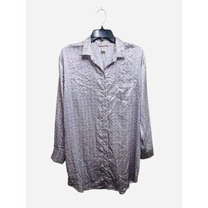 Victoria’s Secret Nightshirt M Purple White Button Down Nightie Gown Loungewear